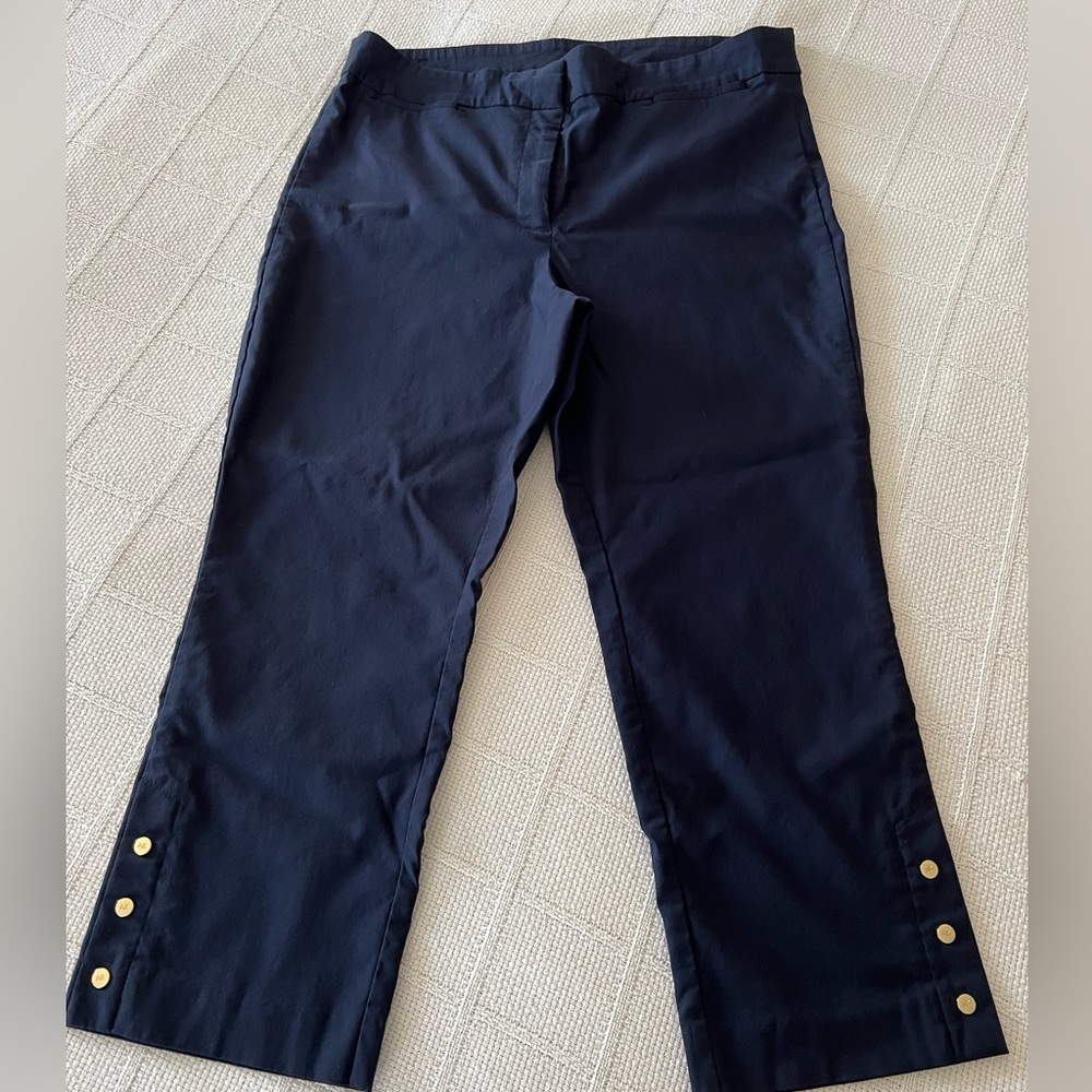 Anne Klein Navy Blue Stretch Capri Pants